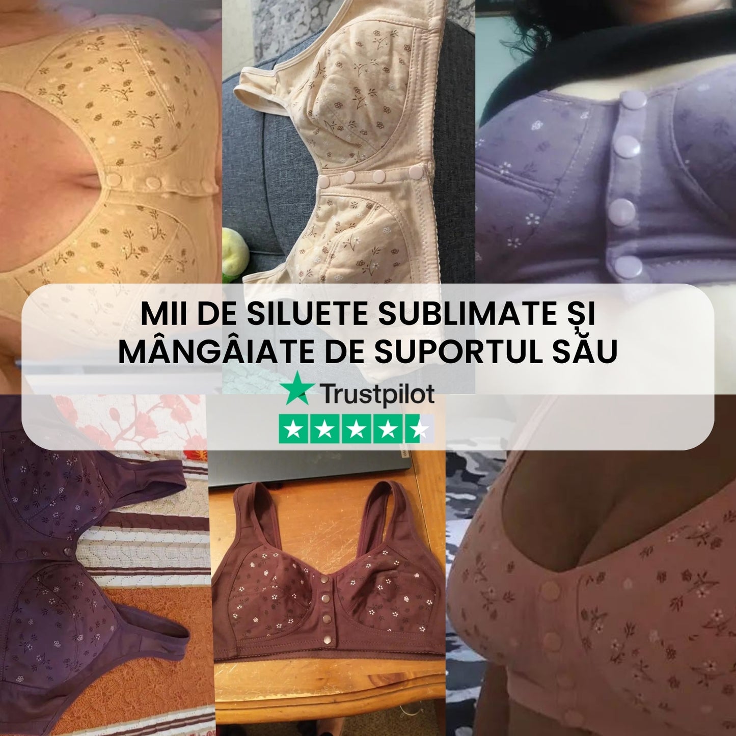 Volupta - (Set de 3) Sutien de sustinere confortabil cu inchidere