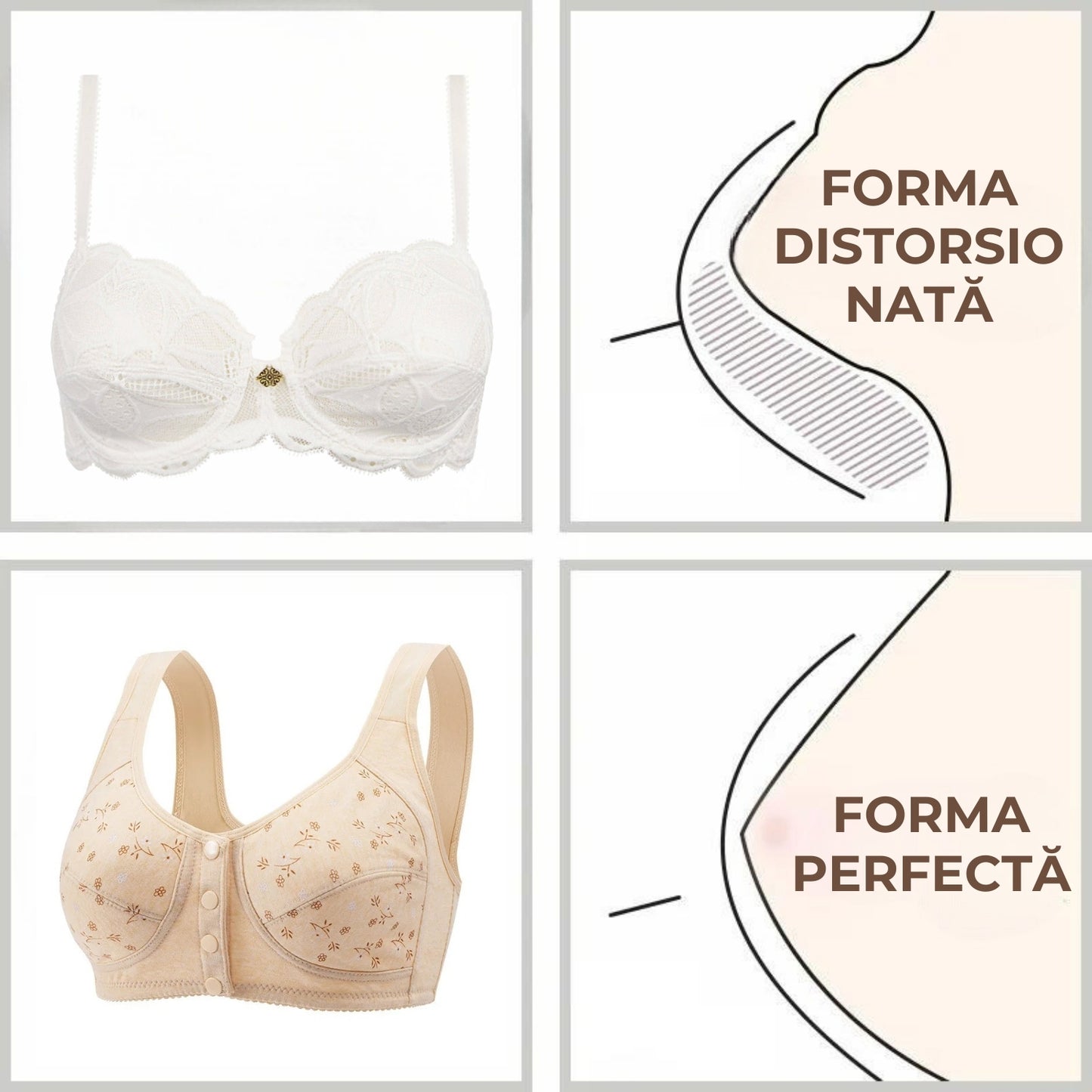 Volupta - (Set de 3) Sutien de sustinere confortabil cu inchidere