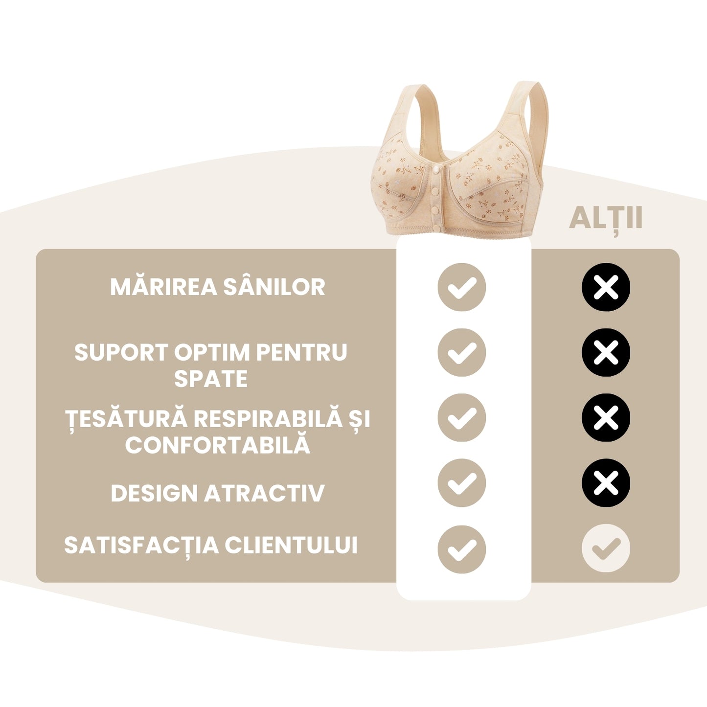 Volupta - (Set de 3) Sutien de sustinere confortabil cu inchidere