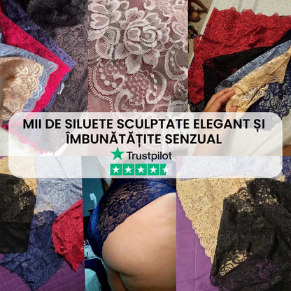 ShapEase - (Set de 3) Chiloți sexy cu talie înaltă din dantelă